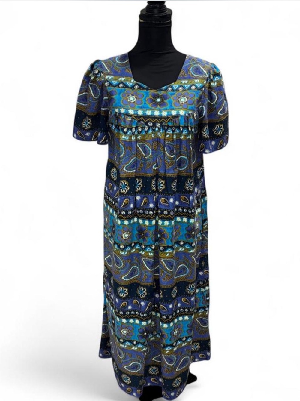 Fundamentals Blue Paisley Print Short-Sleeve Dress